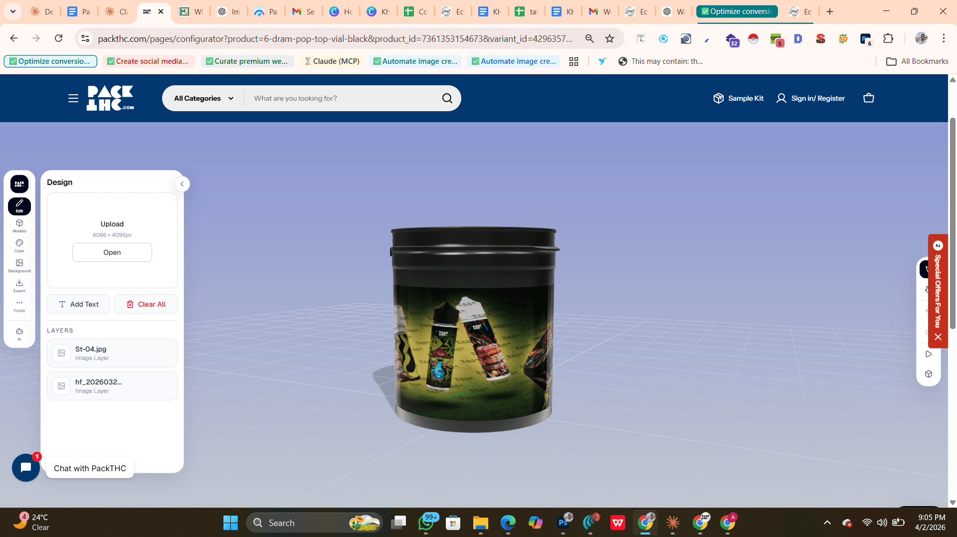 Shopify 3D Label Configurator · PackTHC